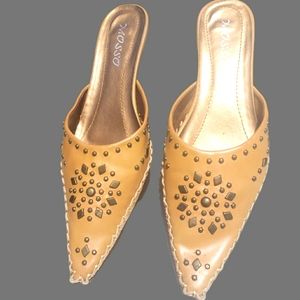 Studded Mules with Kitten Heel